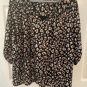 Animal Print Perfectly Priscilla 1X Top Blouse 3/4 sleeve